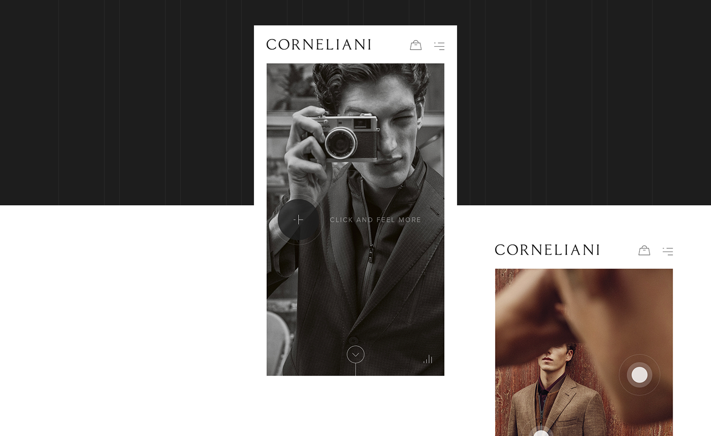 corneliani design E-commence Fashion  interaction Interface minimal UI ux Web