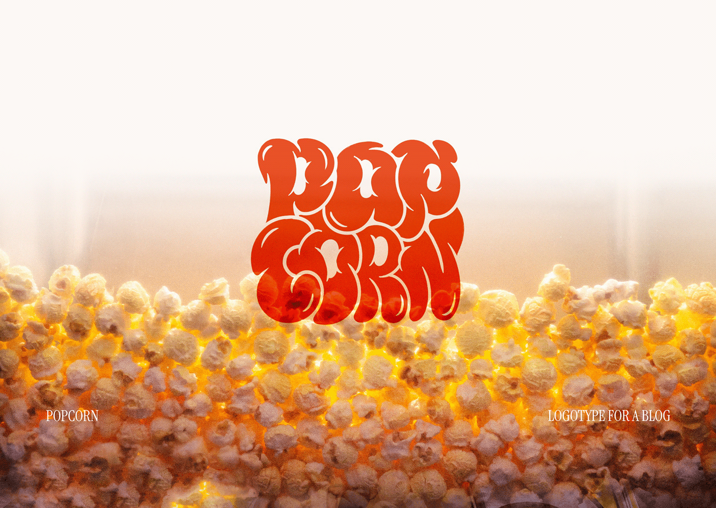 Lettering Popcorn in Bubble style. Logotype for a travel blog.