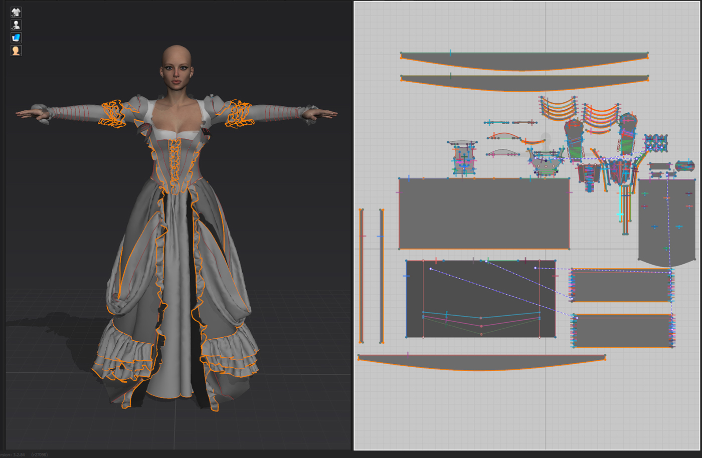 dress modeling 3D design digital Renders MarvelousDesigner Zbrush game art