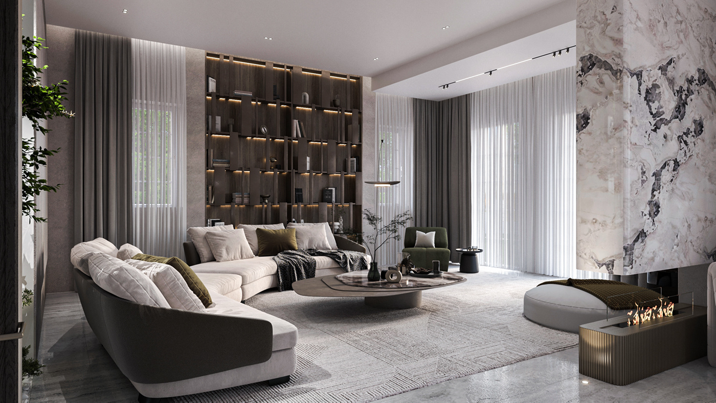 visualization 3dsmax Render vray interior design  architecture modern neat olive Elegn