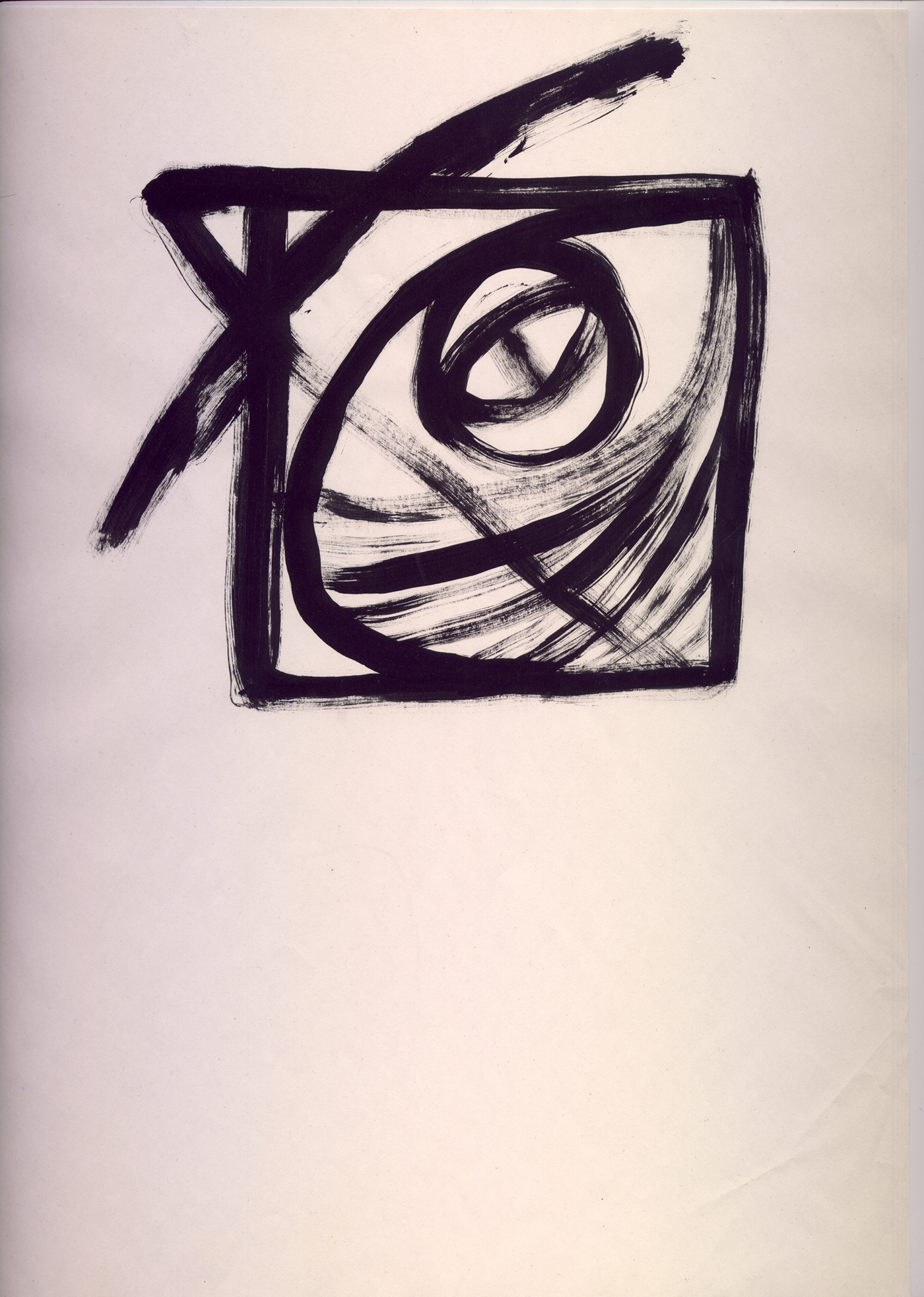 primitive naive abstract black symbols symbolism gouache