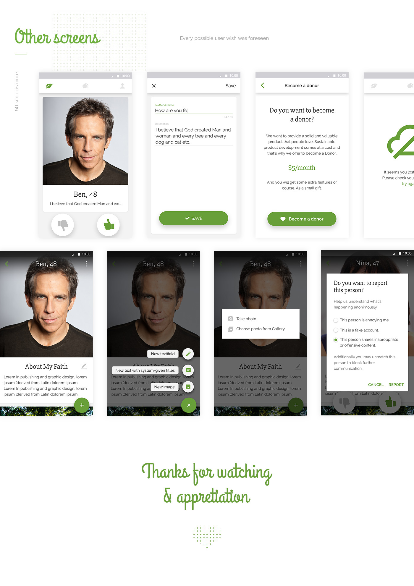 Mobile app app android design UI ux green
