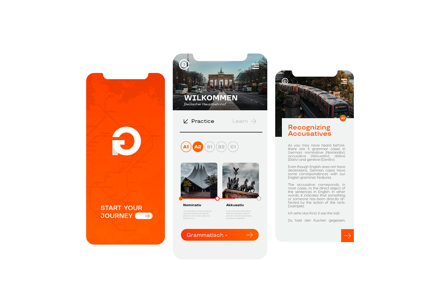 Startup school language app application germany orange corporate brand identity branding 