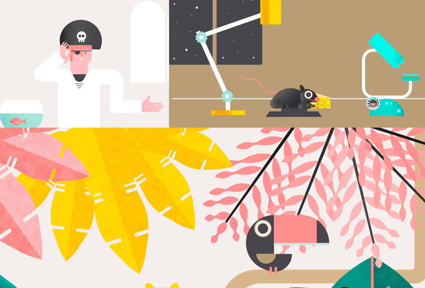 ILLUSTRATION  motion animation  characters animals DNA Exhibition  palette jungle