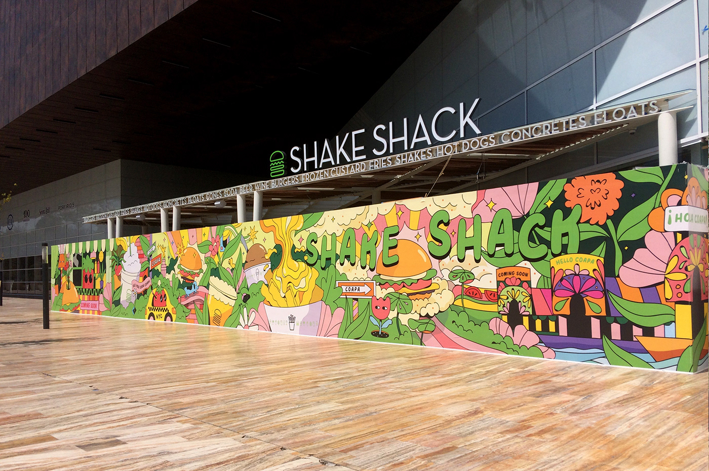 burger cartoon Flowers food branding ILLUSTRATION  mexico restaurant Shake Shack Hamburguesa Fast food