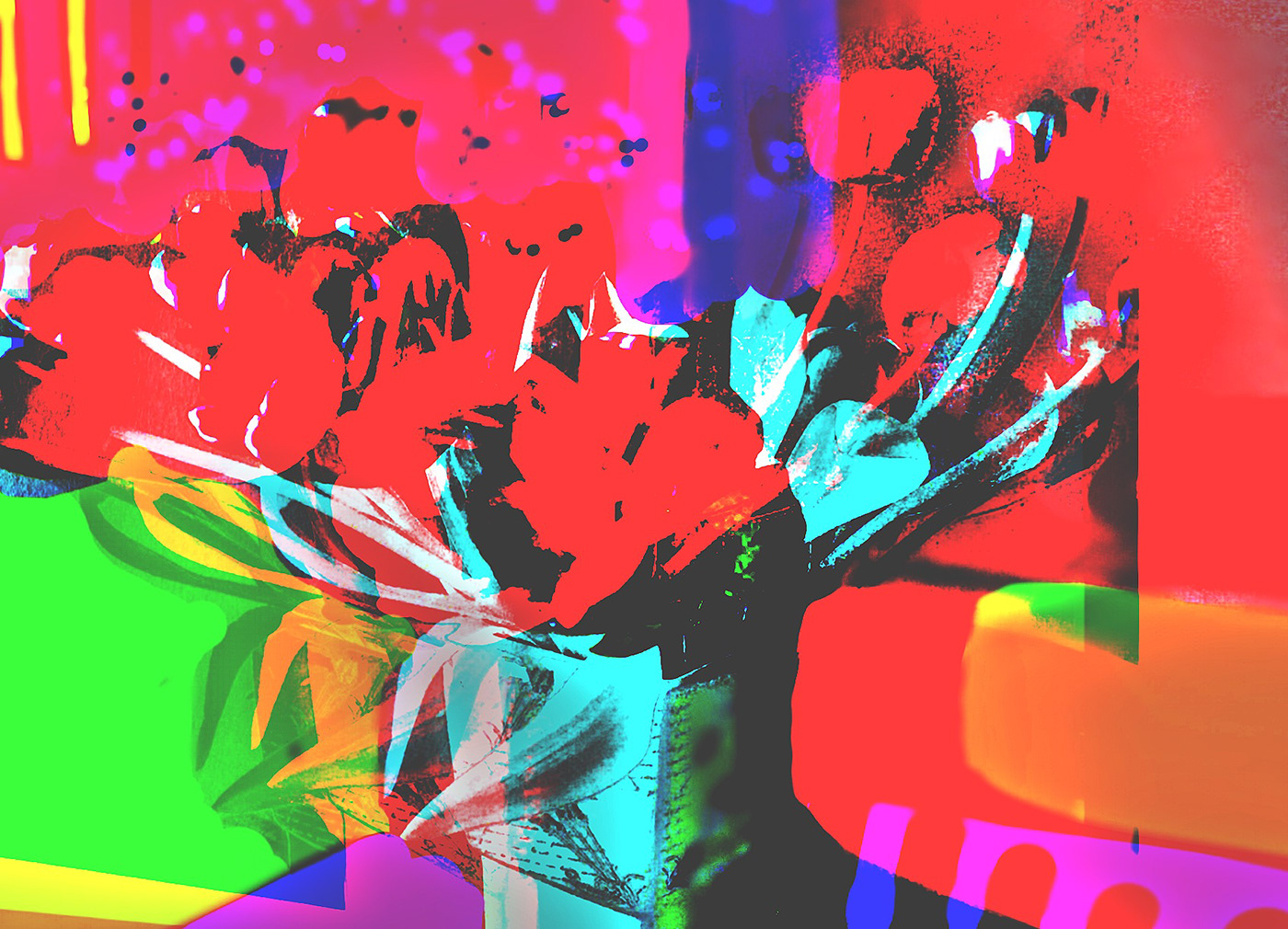 3D art contemporary digital Flowers lips numbers overpainting pop sketch still life tulips