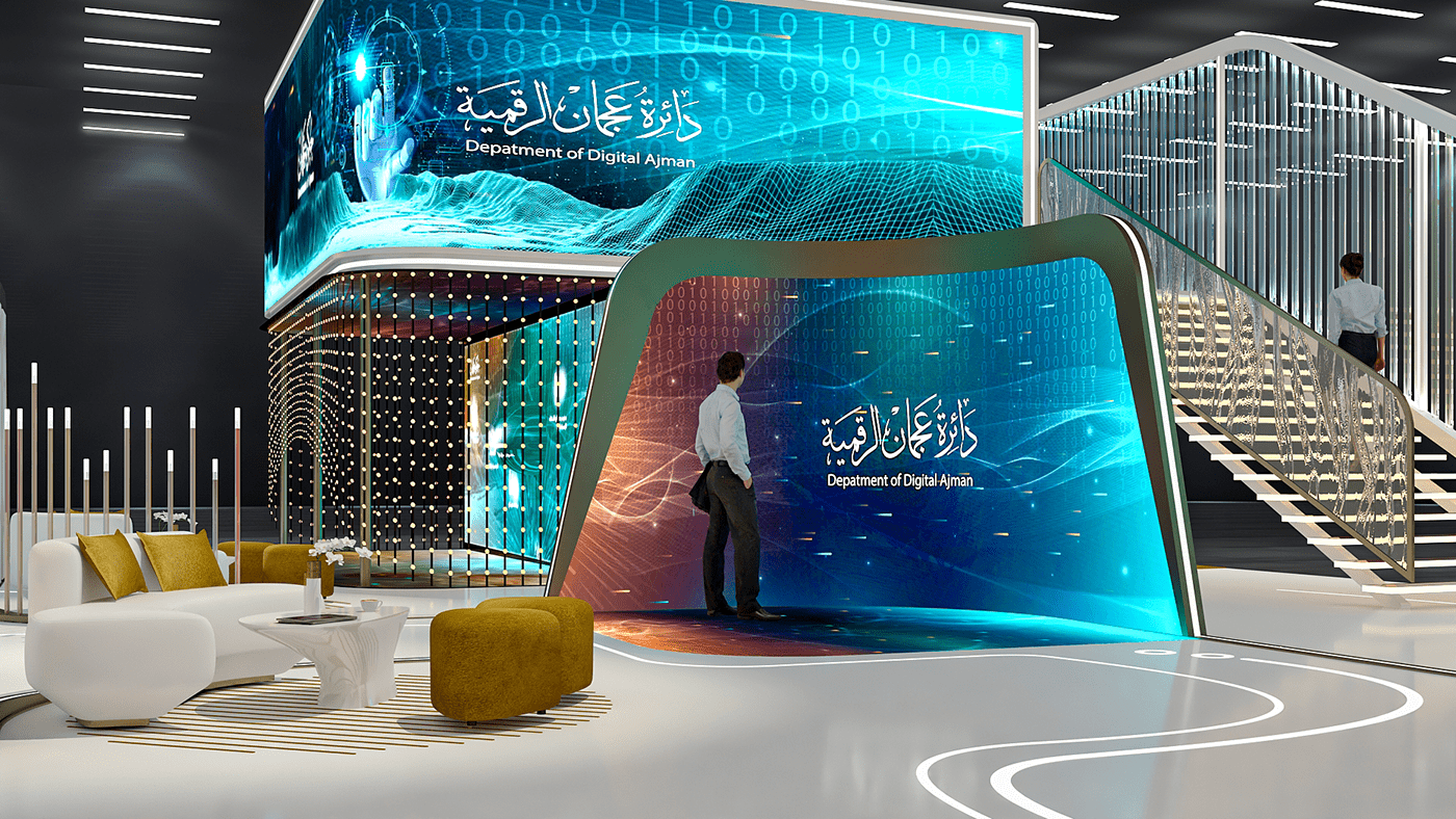 ajman Gitex Technology futuristic digital booth design Exhibition Design  UAE