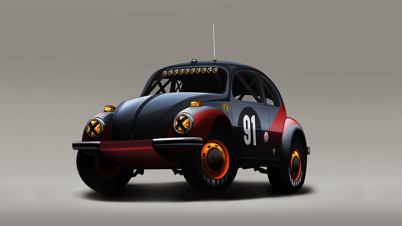 Porsche volkswagen dodge ILLUSTRATION  Racing car Ford design VW Character