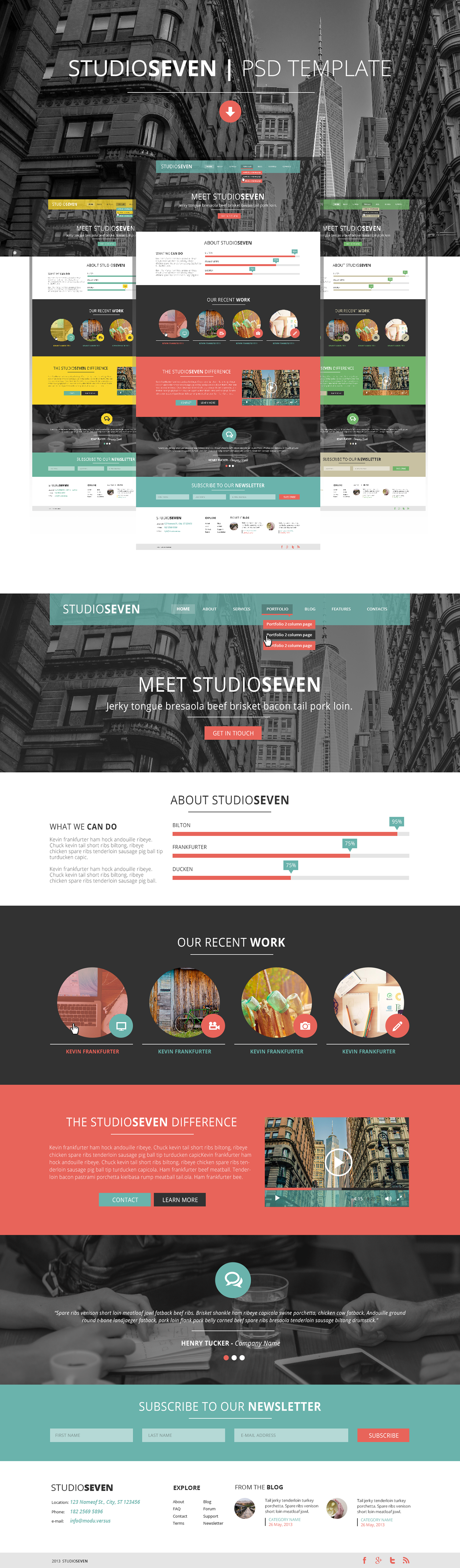 one page website template psd free download