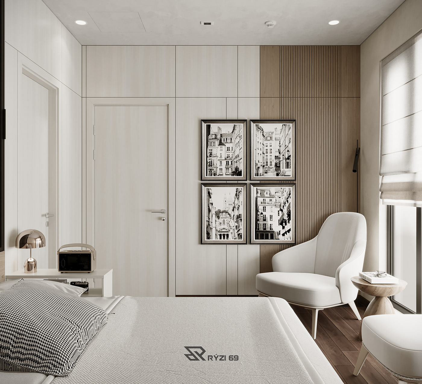 bedroom interior design  architecture studio Render art furniture design  3D plaster Minimalism