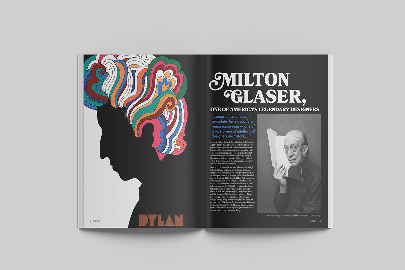 MiltonGlaser typography   AdobeIndesign magazine Layout print brochure
