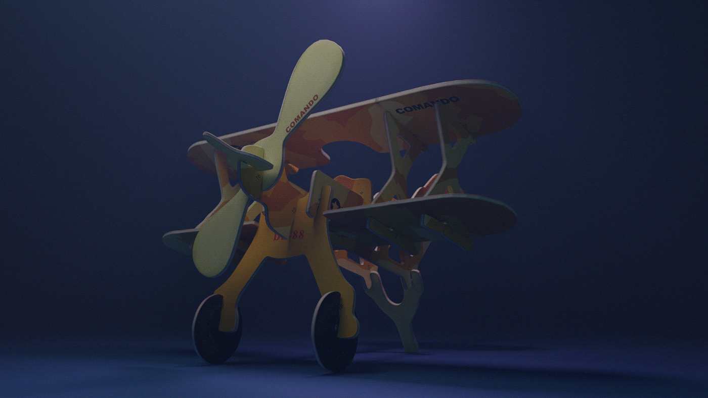 3D cardboard model paper plane studio