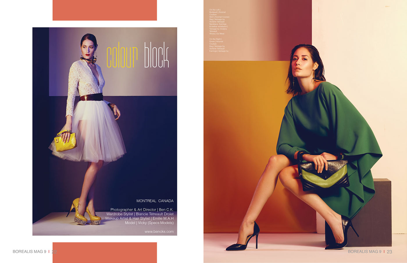Fashion  editorial magazine publication color gels studio shapes