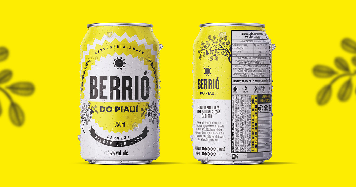 Label graphic design for Ambev Roots Berrió do Piauí can and bottle.