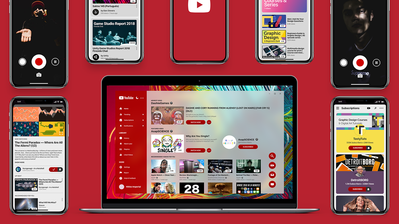 youtube windows UI ux graphic design  design app application concept
