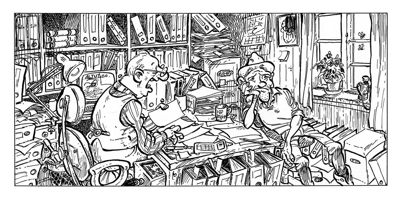 comics Tegneserie pen and ink Meisler Fjorden cowboys tegning Drawing 