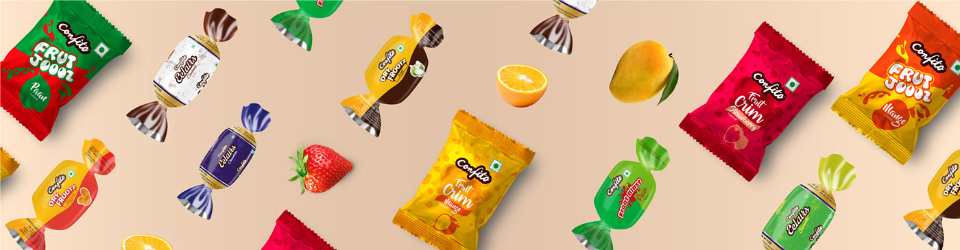 Confito Packaging chocolate éclairs Candy wrapper greyphyte ahmedabad