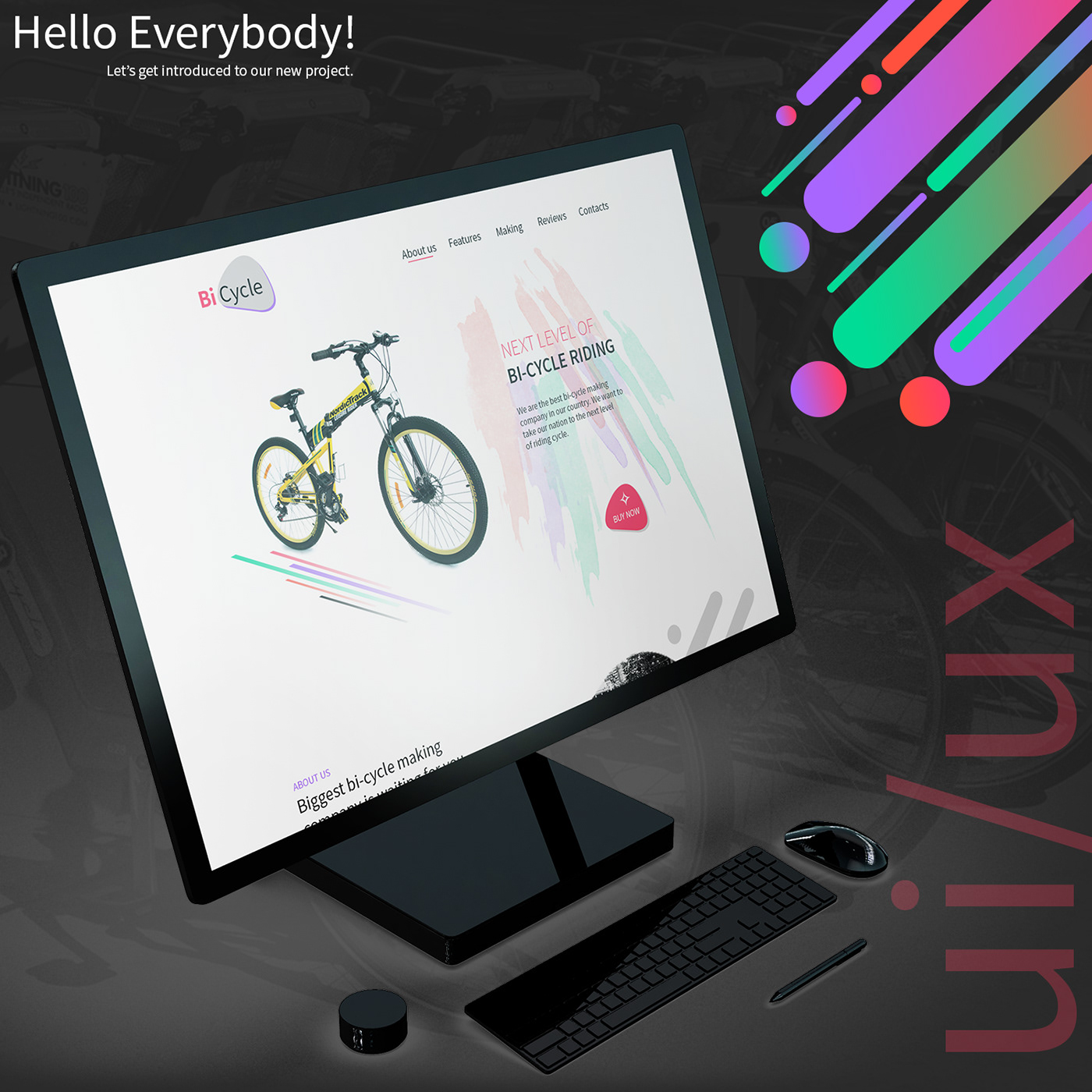 UI/UX Web Design  graphic design  corporate branding  landing page user interface colorful Bicycle business