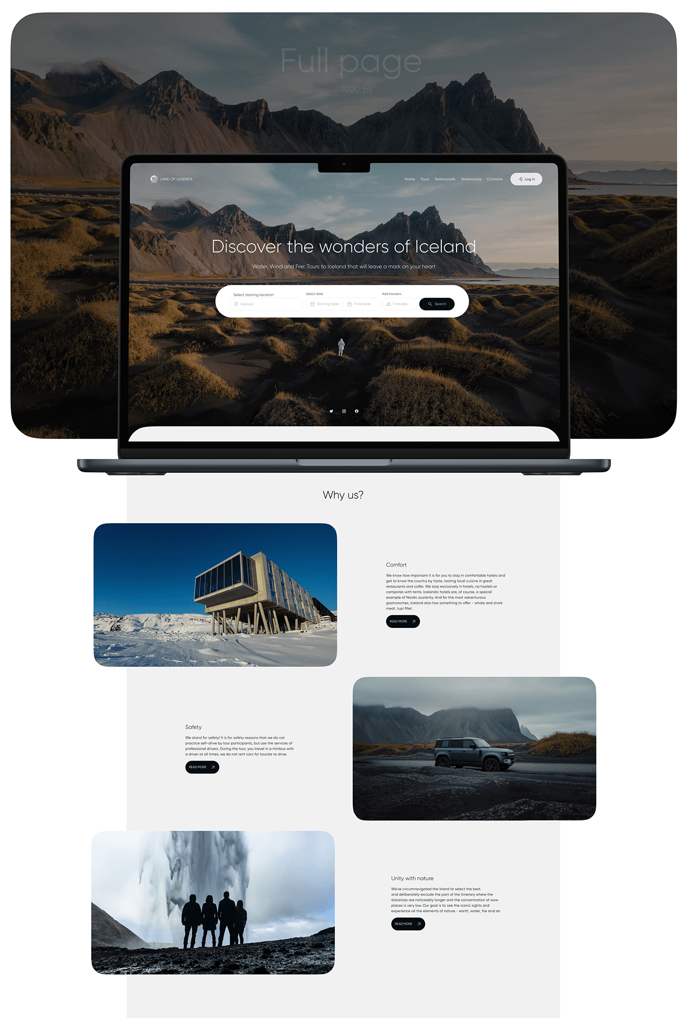 Web Design  Website UI/UX Service design minimalist iceland tourism tour Travel Landscape
