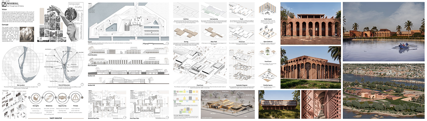 Upper Egypt culture cultural center architecture visualization architectural design Render Competition rendering architecture visualizing