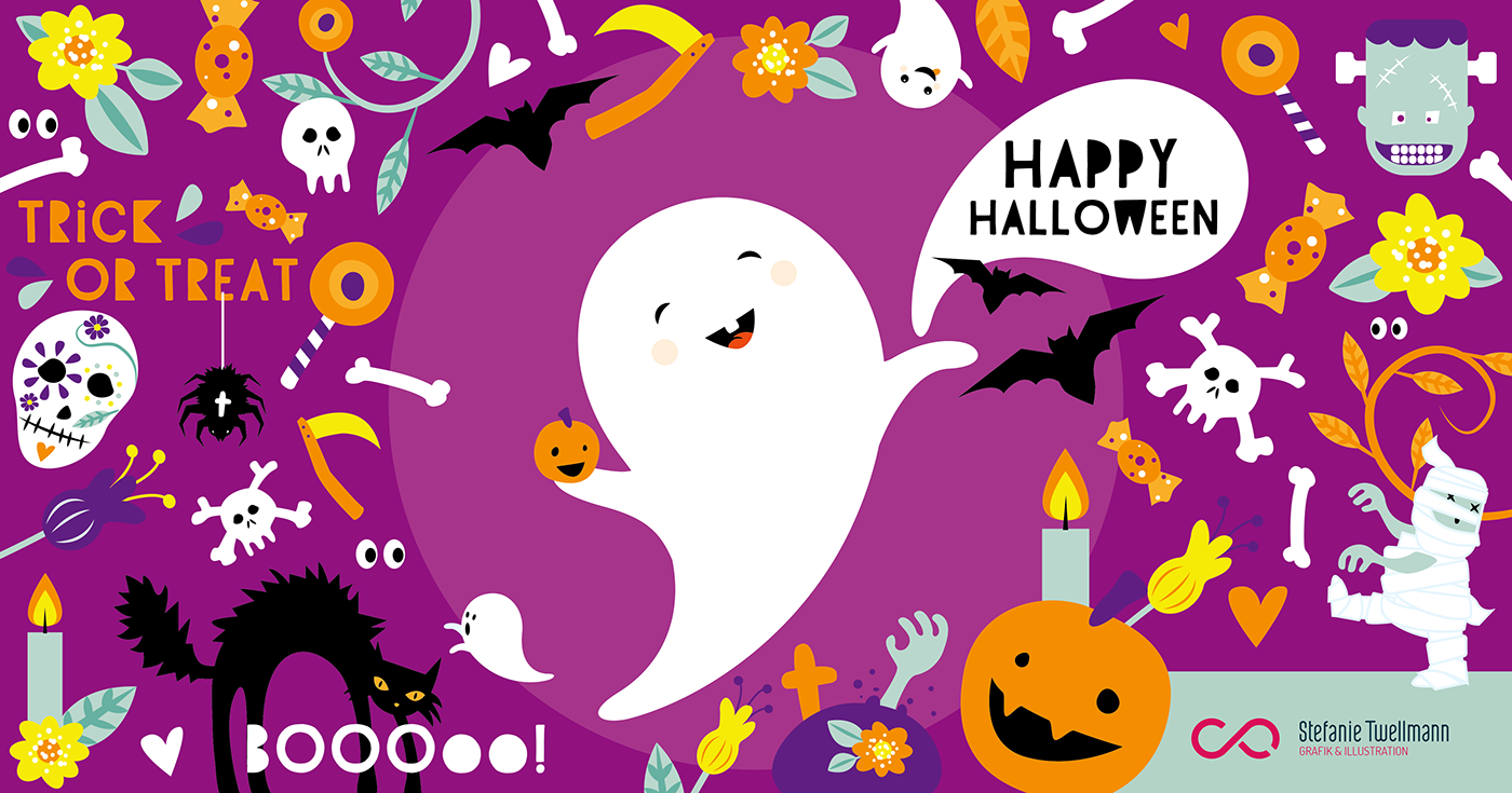 design Halloween ILLUSTRATION  seasonal greetings trick or treat vector