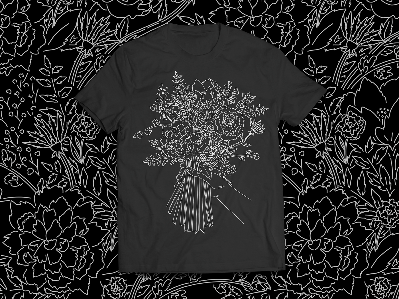 T-Shirt with Bouquet of Flowers