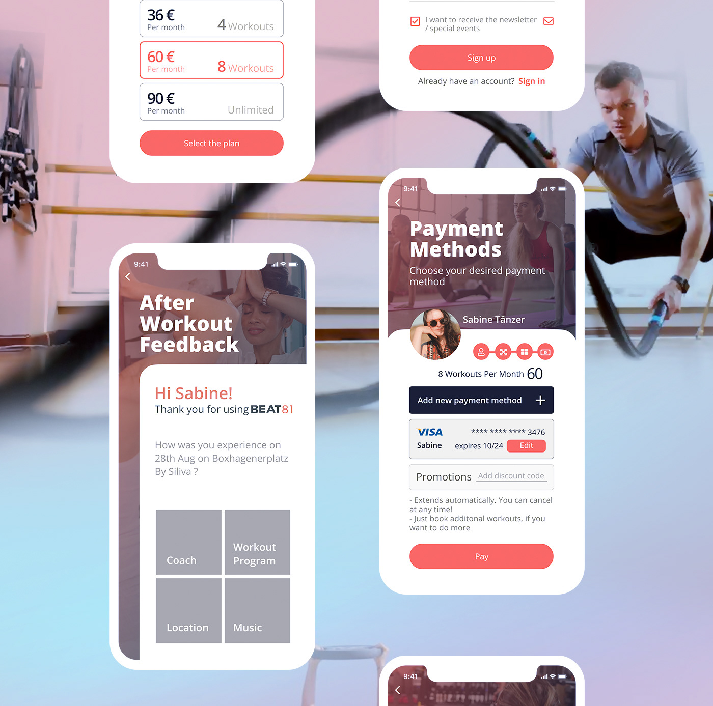 fitness gym Mobile app Outdoor UI UI/UX user experience user interface ux workout