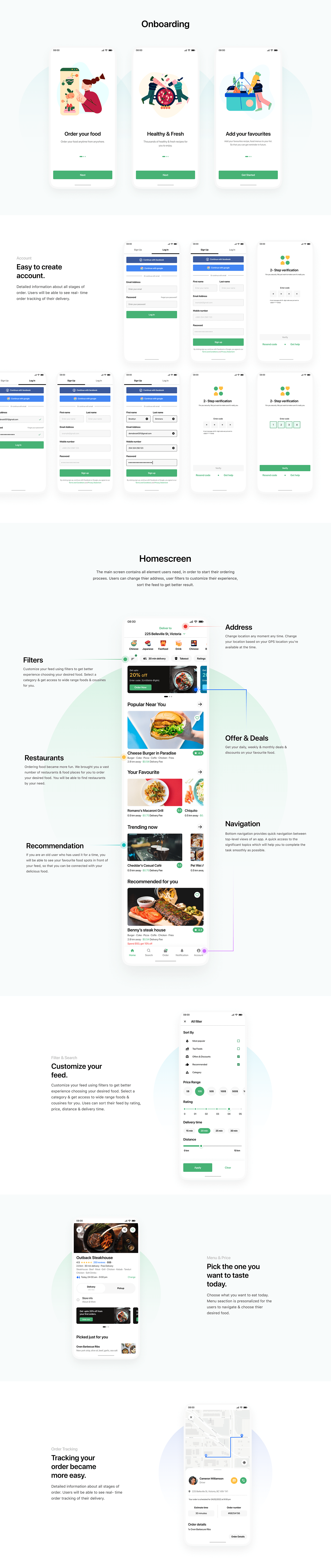 Case Study delivery design e-commerce Figma Food  ordering app ux prototype wireframe