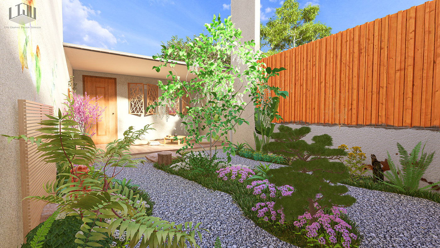 Landscape Landscape Design garden Flowers landscapes Render 3d modeling visualization Landscape Concept Design zengarden