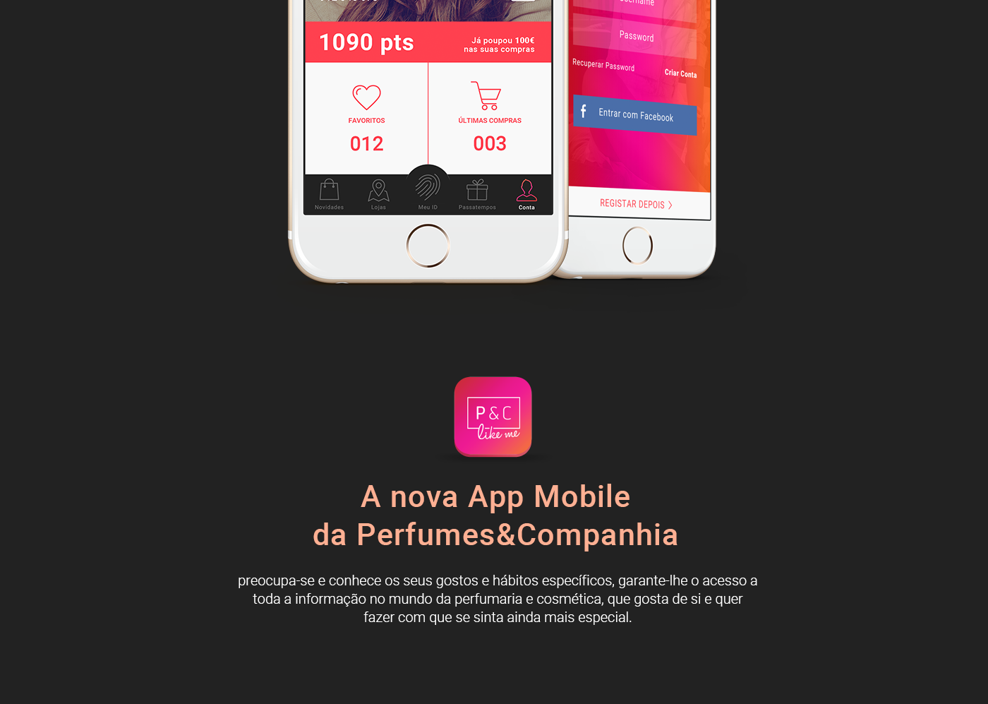Perfumes mobile android ios iphone app pink stylish store online design Mockup