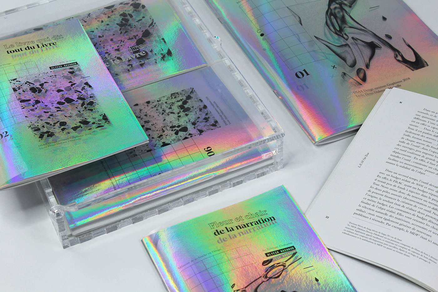 graphic design  print holographic Glitch abstract thesis diploma book Packaging