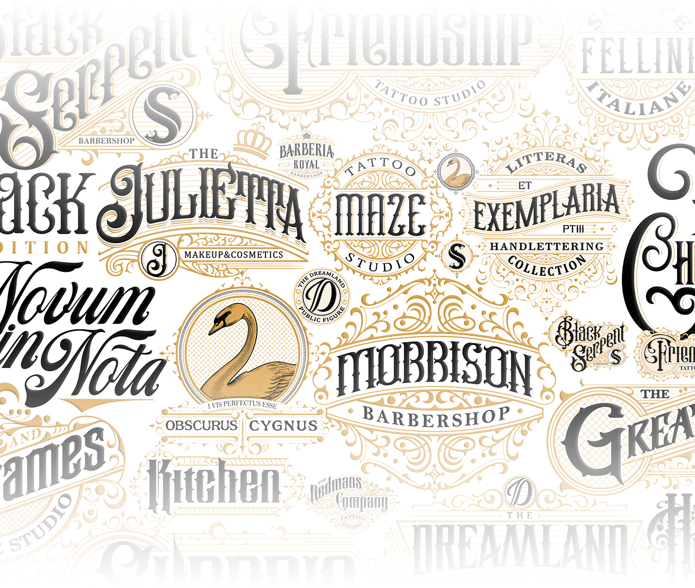brands Calligraphy   lettering logotypes monograms styles typography   Victorian vintage yellow/black/white