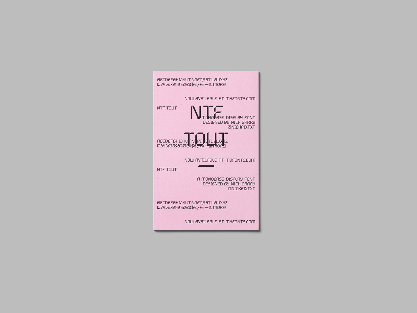 The front cover of this type specimen zine.