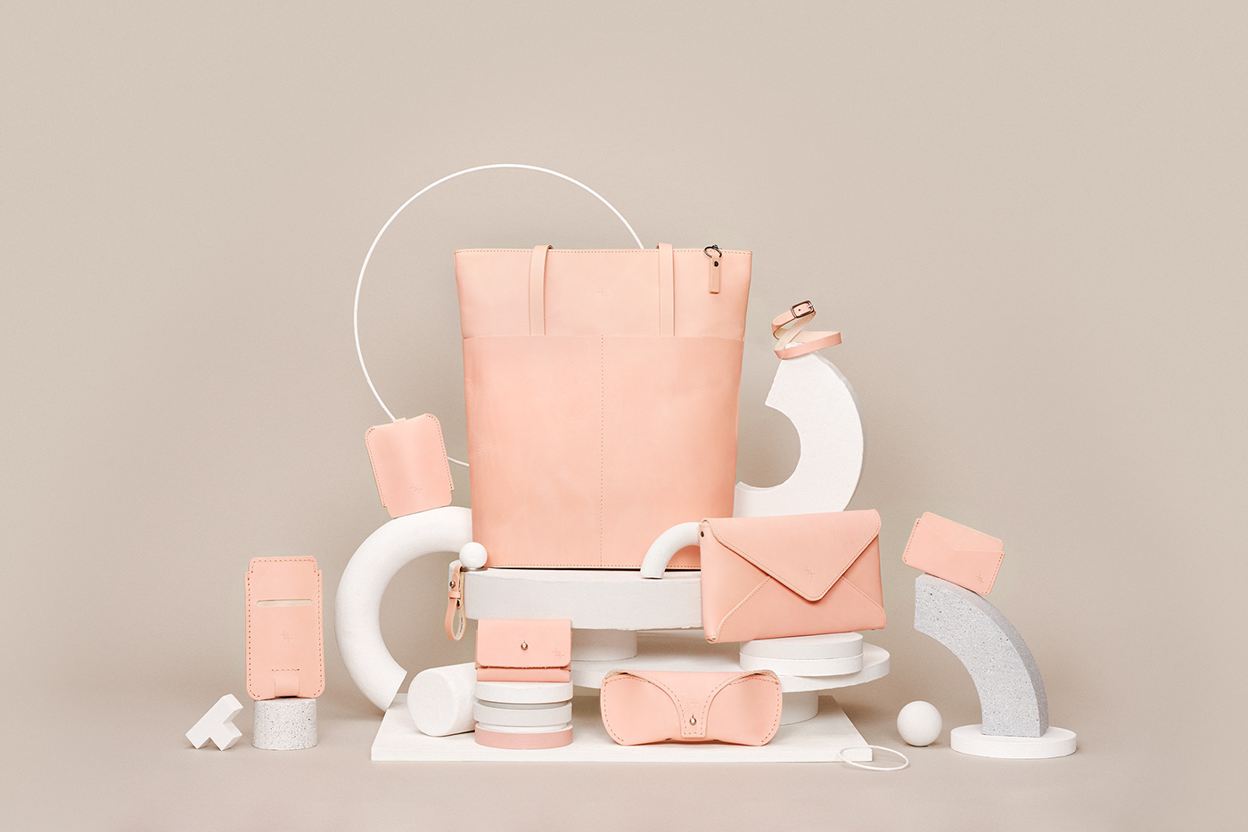 Photography  still life set design  leather pink Product Photography
