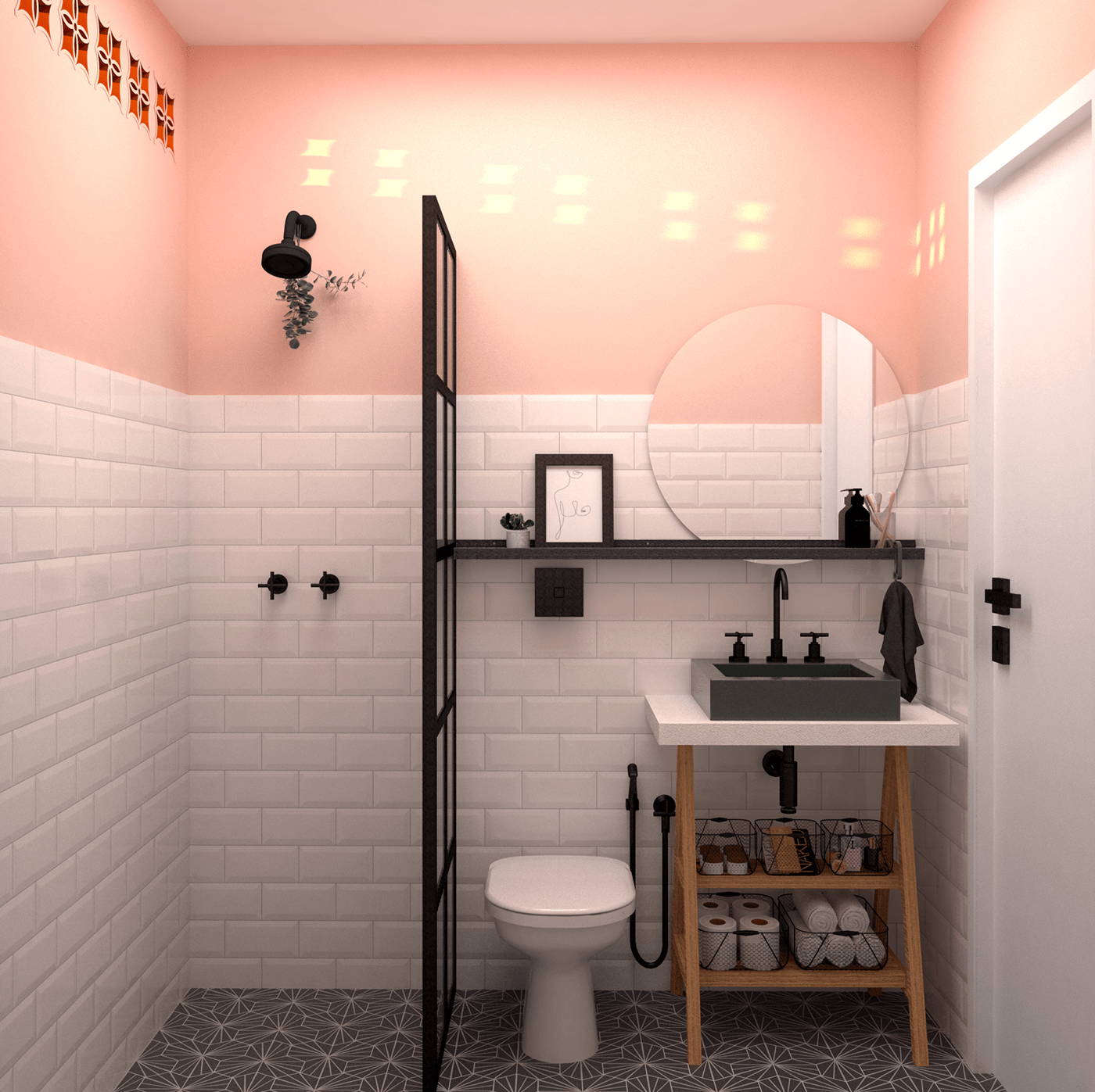 ARQUITETURA banheiro industrial interiores jovem moderno Render vray