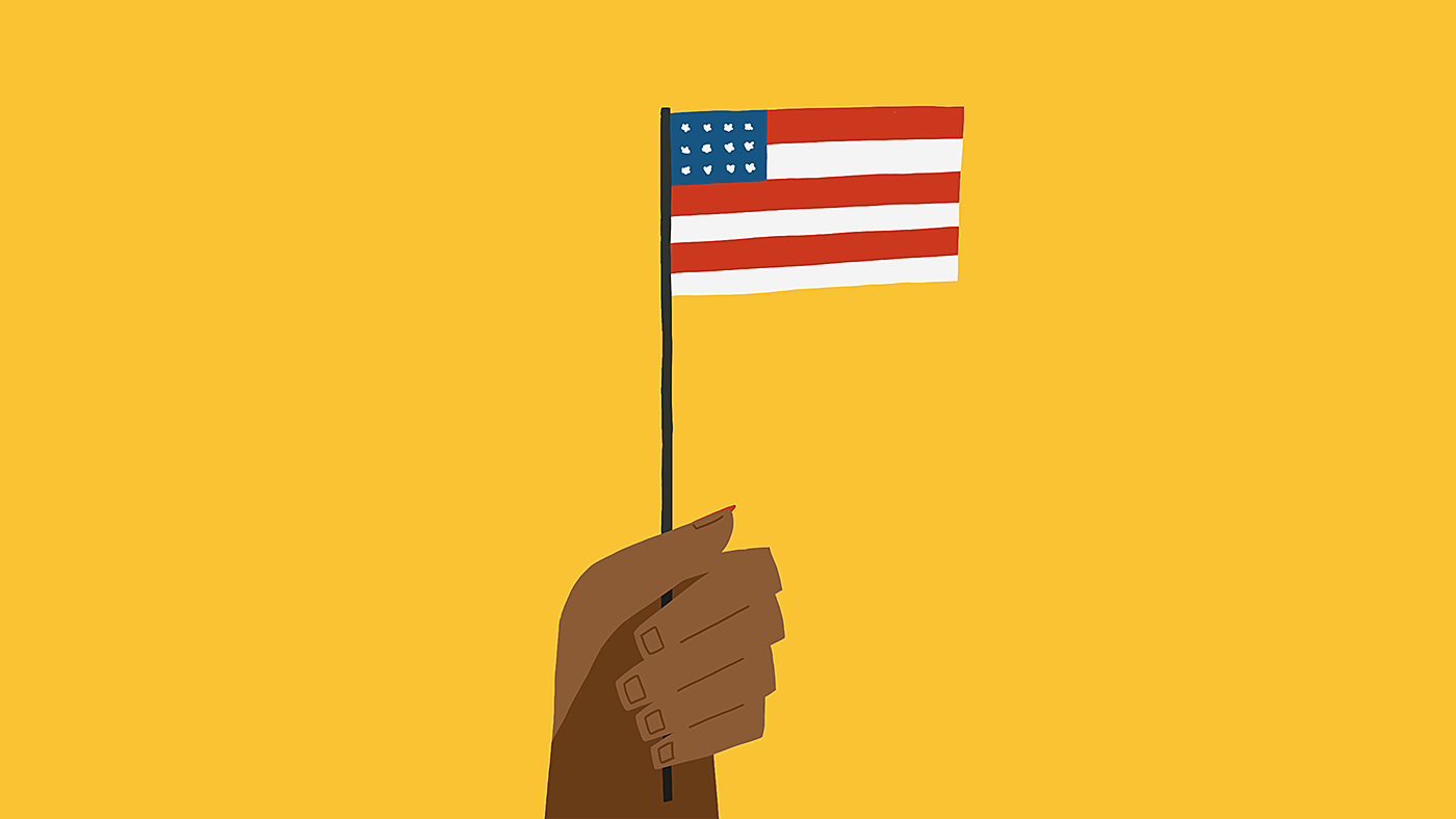 vote Icon ILLUSTRATION  symbol political race equality america flag hand