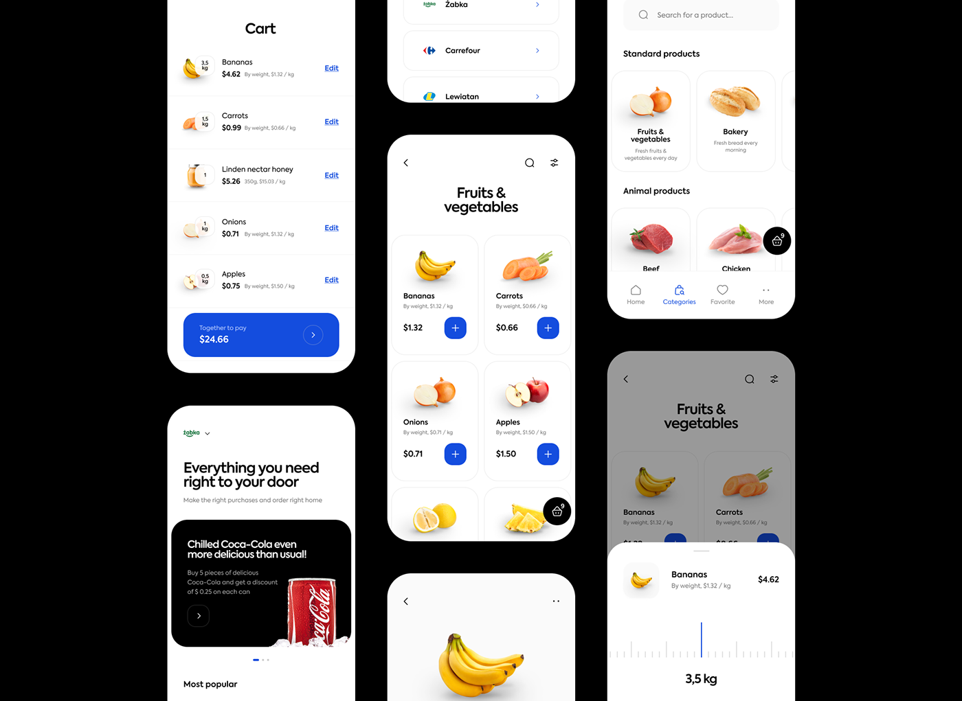animations application concept e-commerce Food  Grocery mobile motion UI ux