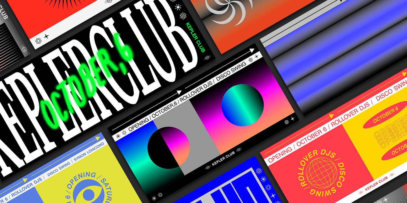 minimal bold gradient Music Club electronic Primary colors simmetry 80s 90s techno