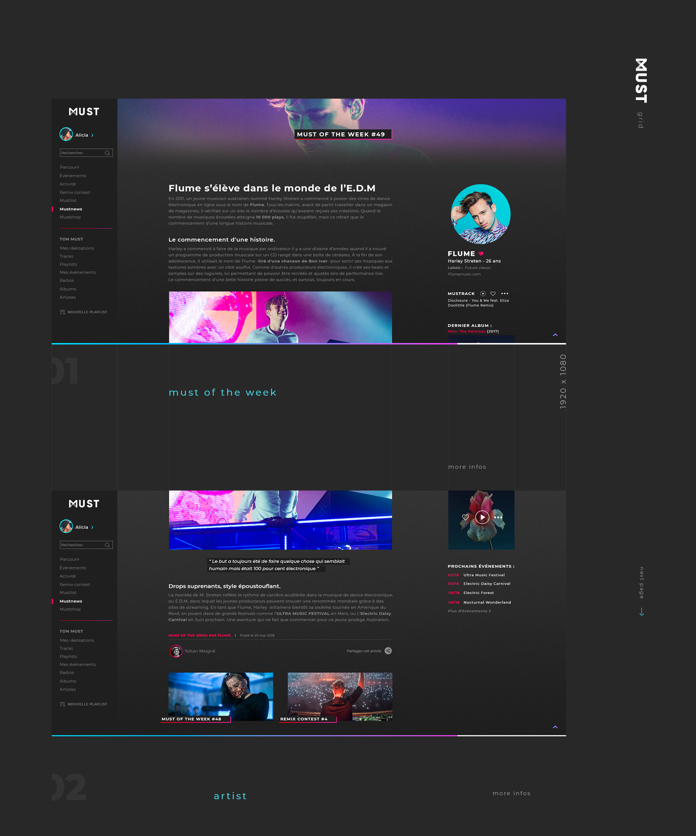 Web UI/UX interaction motion conceptual design Website creative music electro