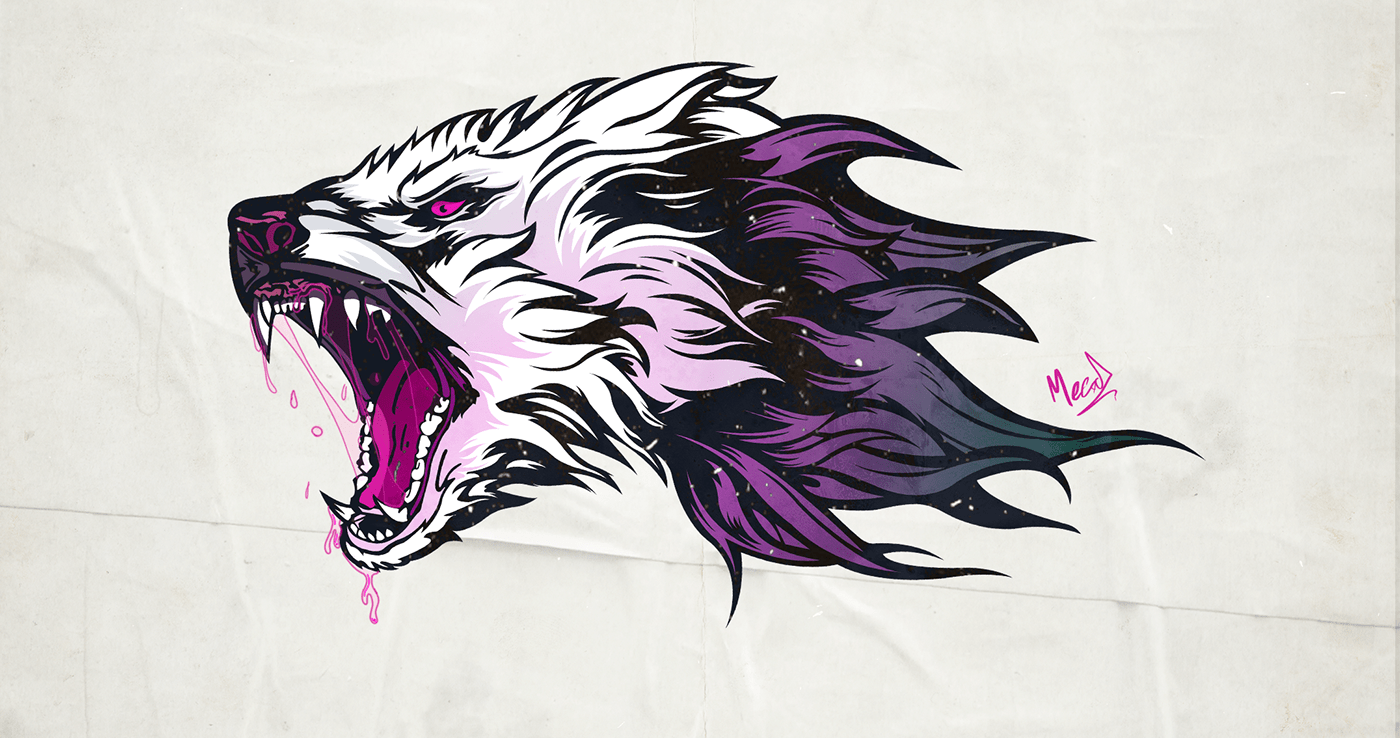 digital painting dog draw ILLUSTRATION  logo photoshop stylized Werewolf wolf