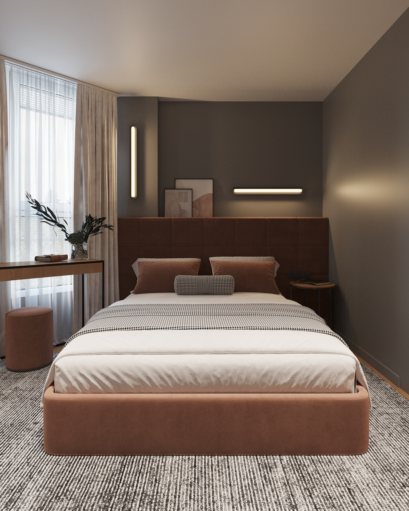 wardrobe bedroom mirror clothes visualization bed interior design  modern 3ds max Render