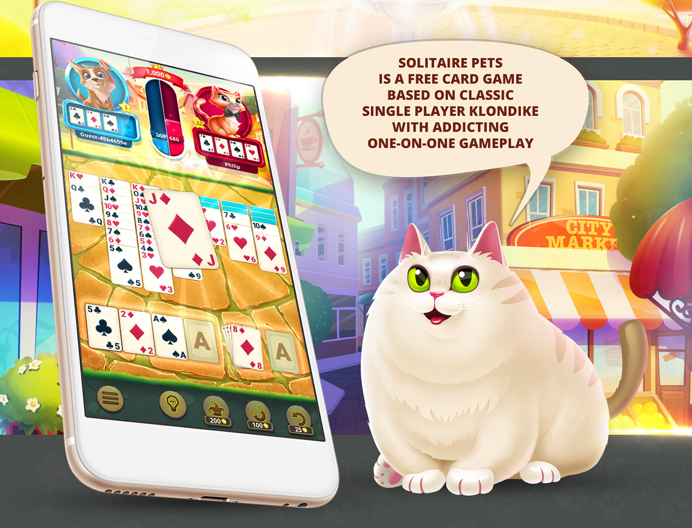 solitaire pets cats dogs game mobile