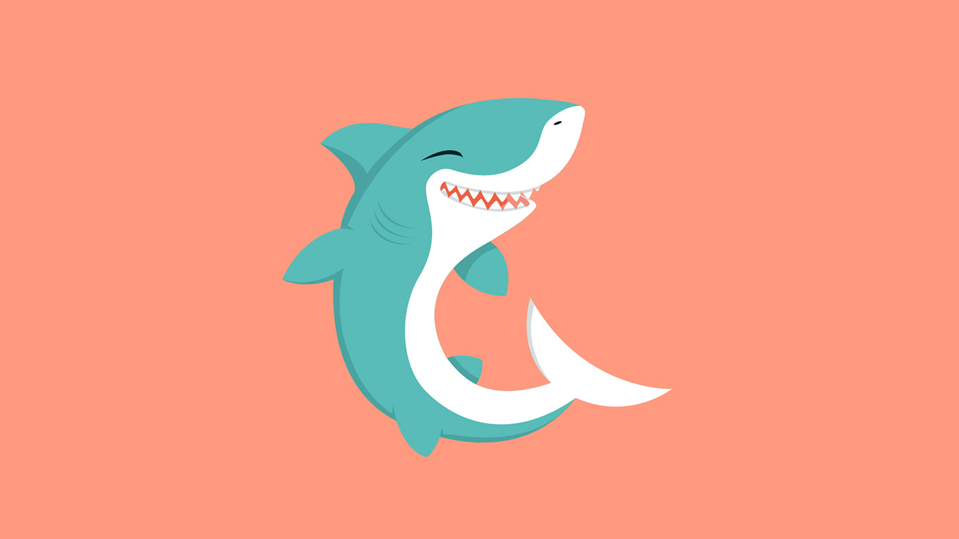Design d'une mascotte de requin souriant
