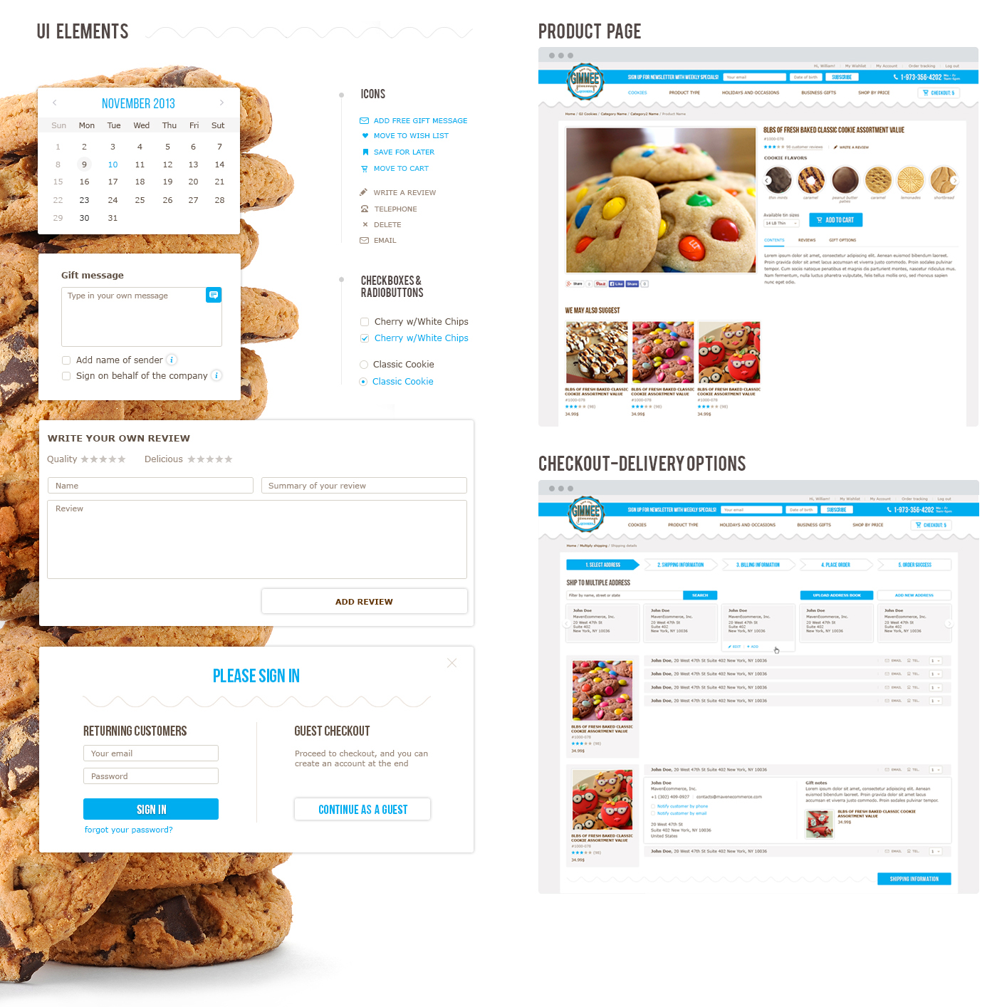 e-commerce Food  cookies b2b UI ux White light