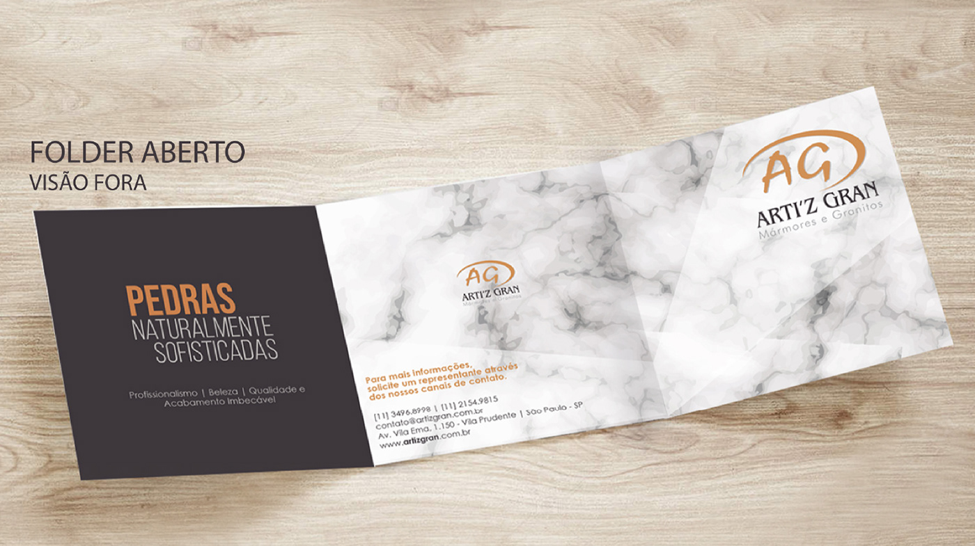 apresentação design folder Granito marmoraria Mármore PPT