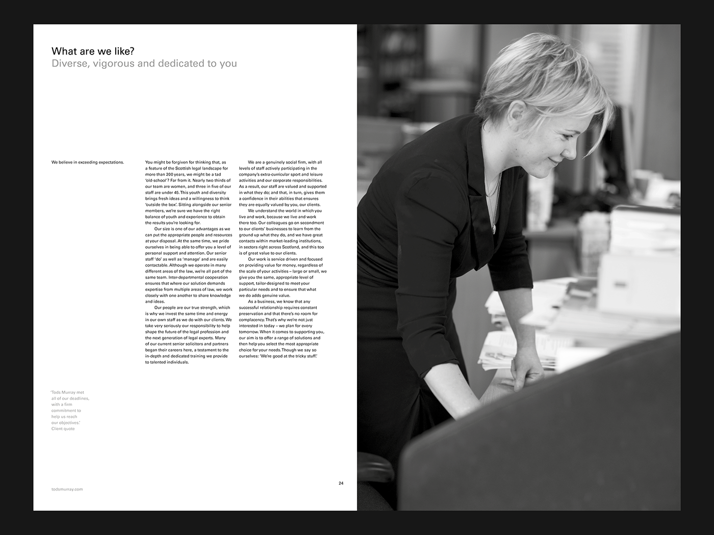 Interior Brochure Spread for Tods Murray Solicitors 