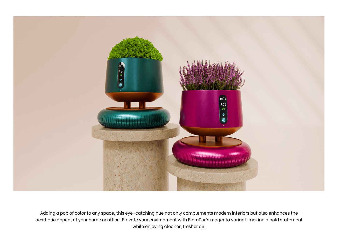 product design  industrial design  AirPurifier productvisualization indoor plants 3d modeling modern Sustainability Nature Plantpot
