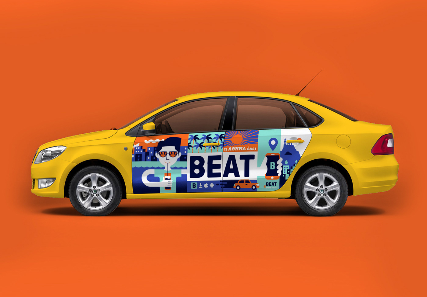 taxi city Urban Icon athens app mobile car sticker Character