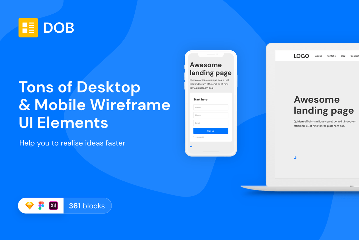 wireframe desktop mobile Web UI kit Responsive Adaptive