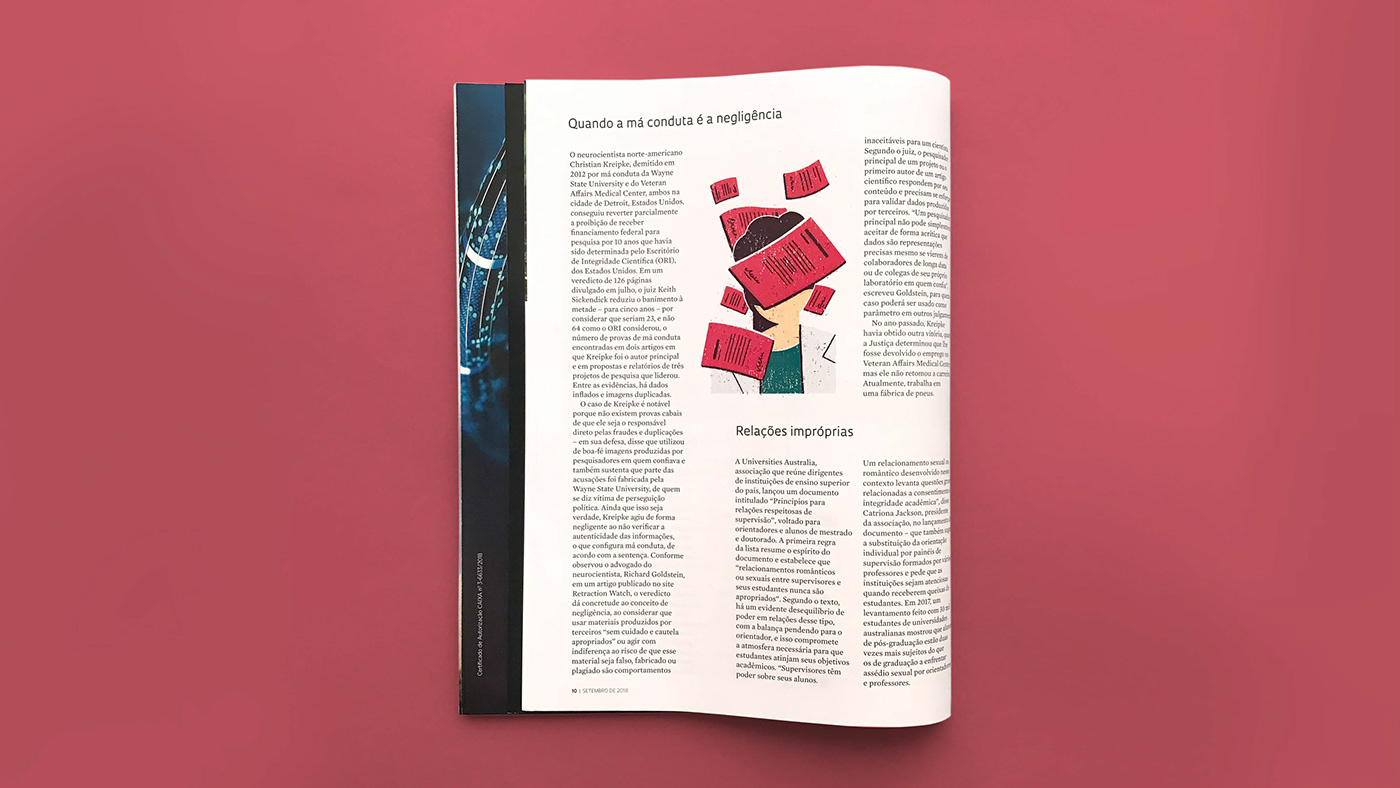 magazine print linocut graphic texture think conceptual Scientist